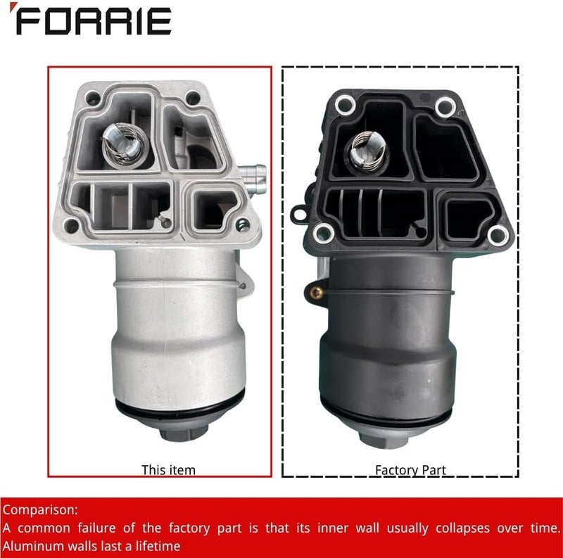 FORRIE حاوية فلتر زيت من الألمنيوم مع مبرد زيت وفلتر تناسب VW Passat Jetta Golf 2.0 TDI (2012-2014)، Audi A3 A4 Q3 Quattro (2010-2017)، OE 03L115389H - Image 4